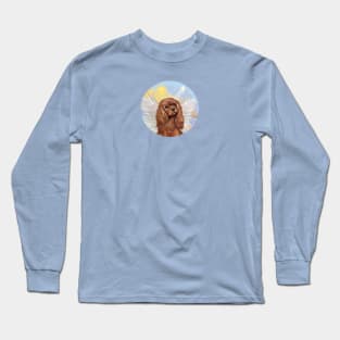 A Ruby Cavalier King Charles Angel Floats in Heaven's Clouds Long Sleeve T-Shirt